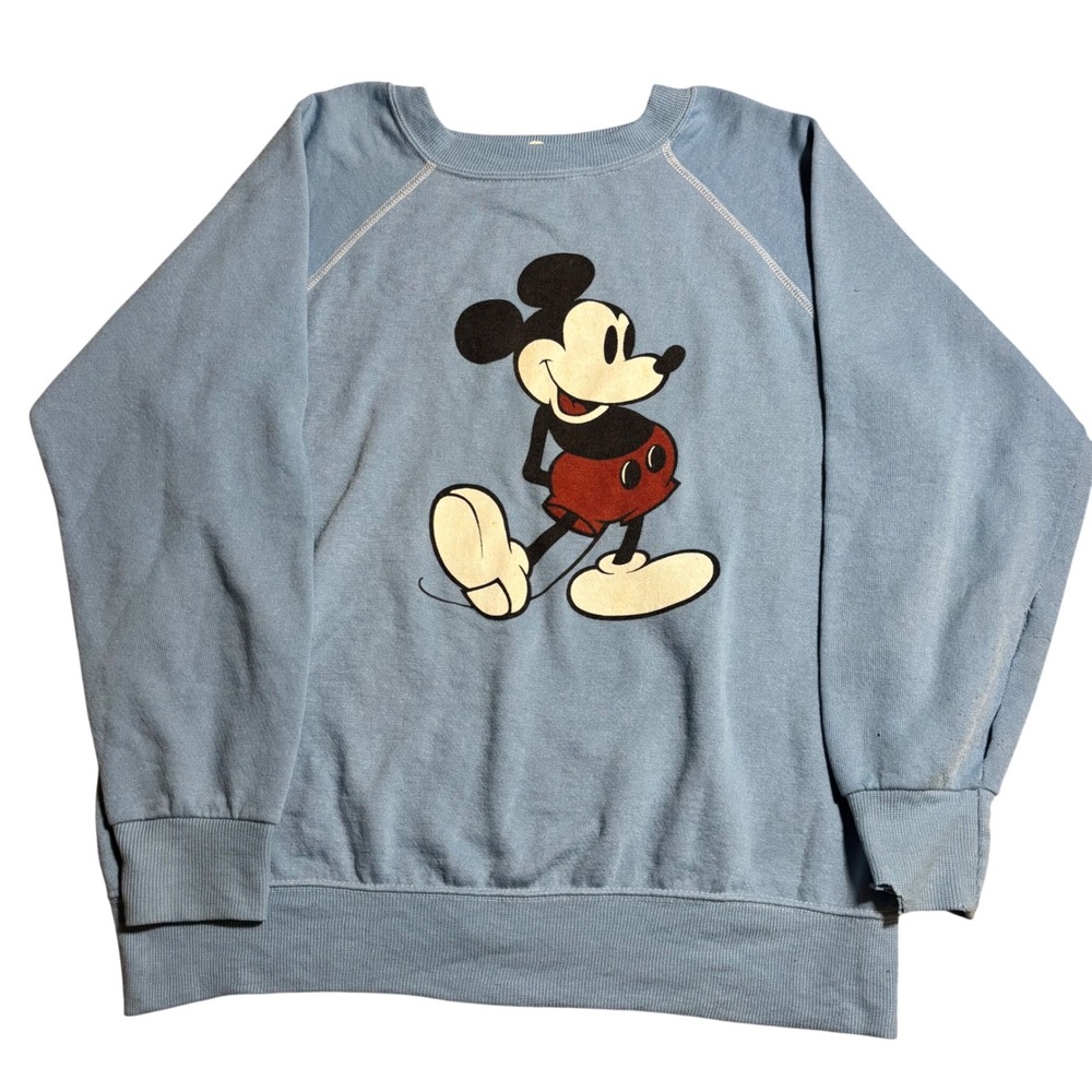 Vintage 80s Disney Casuals Sweatshirt  Large Blue  Mickey Mouse Raglan